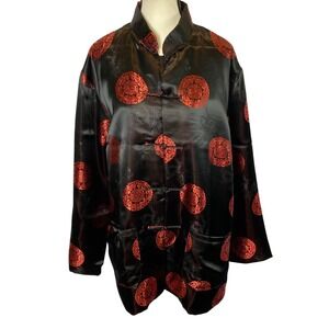 Golden Dragon Kimono Jacket Women XXL Embroidered Dragon Medallion Oriental